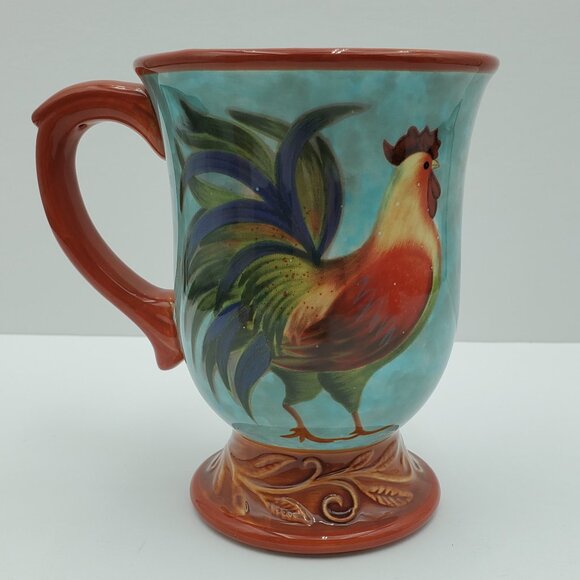 Cracker Barrel Break of Dawn Rooster Mugs Susan Winget Footed Pedestal Mugs - Picture 6 of 8